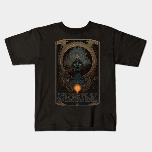 Oracle - Ancient Witch of Prophecy Art Nouveau Kids T-Shirt by AltrusianGrace